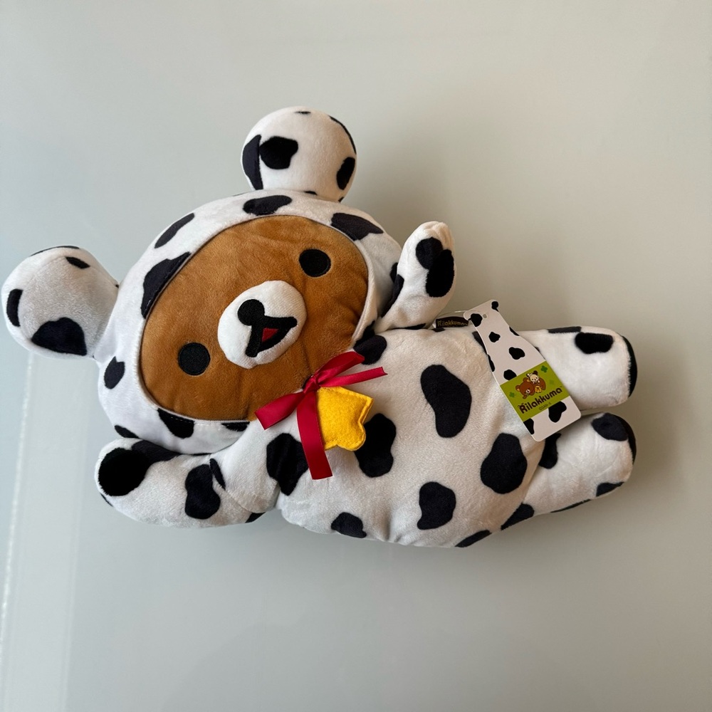 New - 18” Rilakkuma Limited Edition Lay down Stuffed Animal Plush Toy Cow